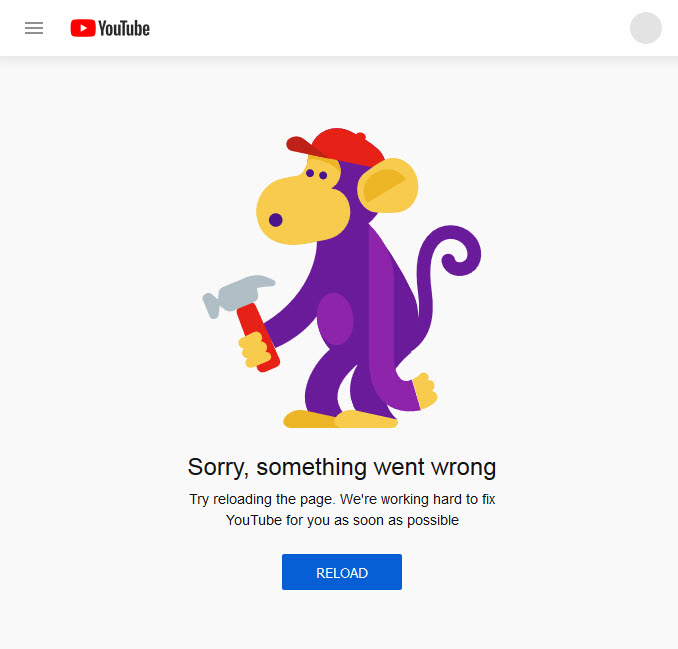 AbraSphere's tweet photo. Looks like @YouTube crashed! #YouTube https://t.co/rQZQiMIWMO