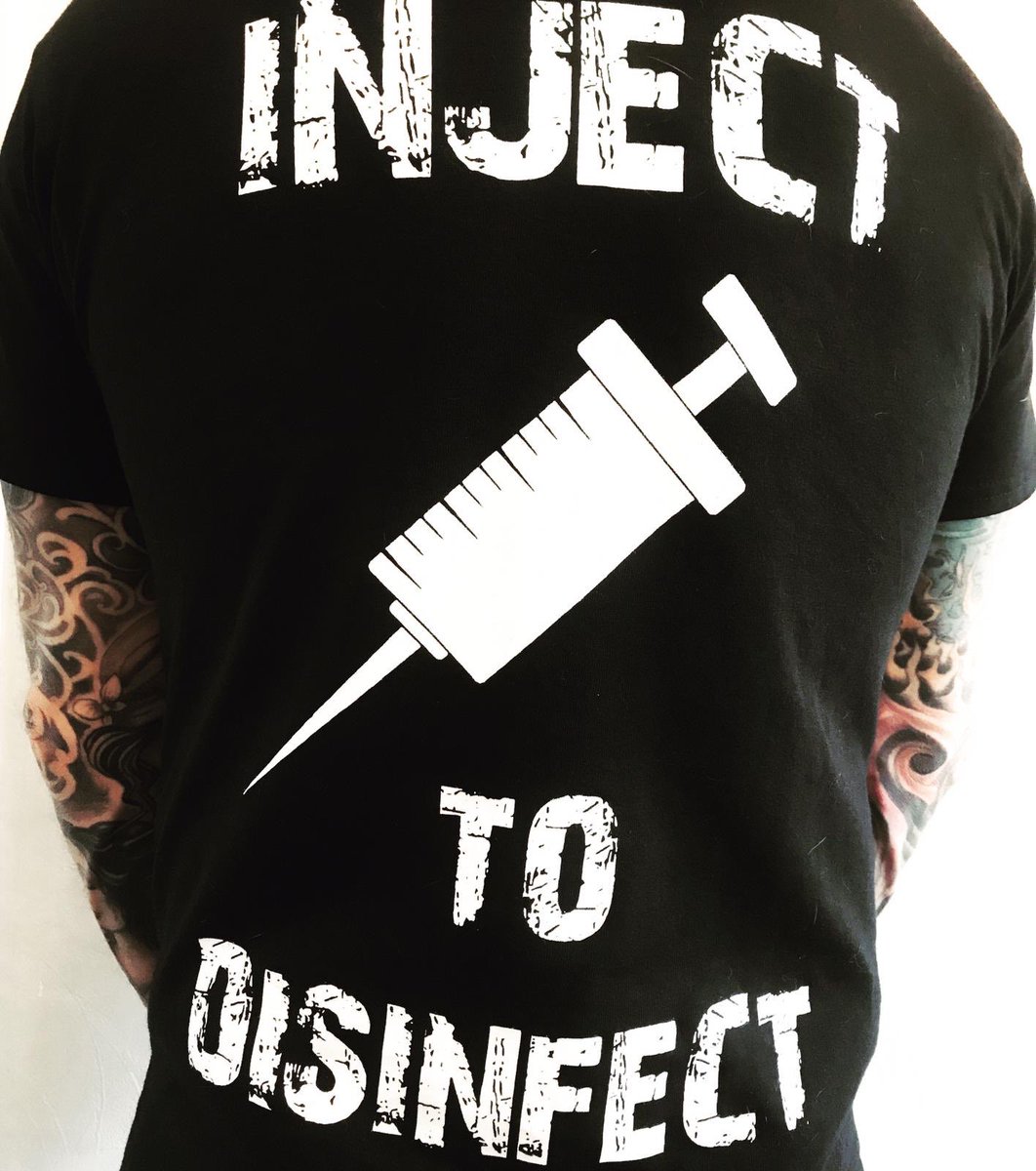 SULPHER ⚡️COVID 19 TRUMP INJECT TO DISINFECT Tshirts HAVE FINALLY ARRIVED 😵give support to bands who at this crazy time cannot play live shows 😥  link in bio to order on the bands official website sulpherband.com 
shirts are £20.00 plus postage #sulphermerch