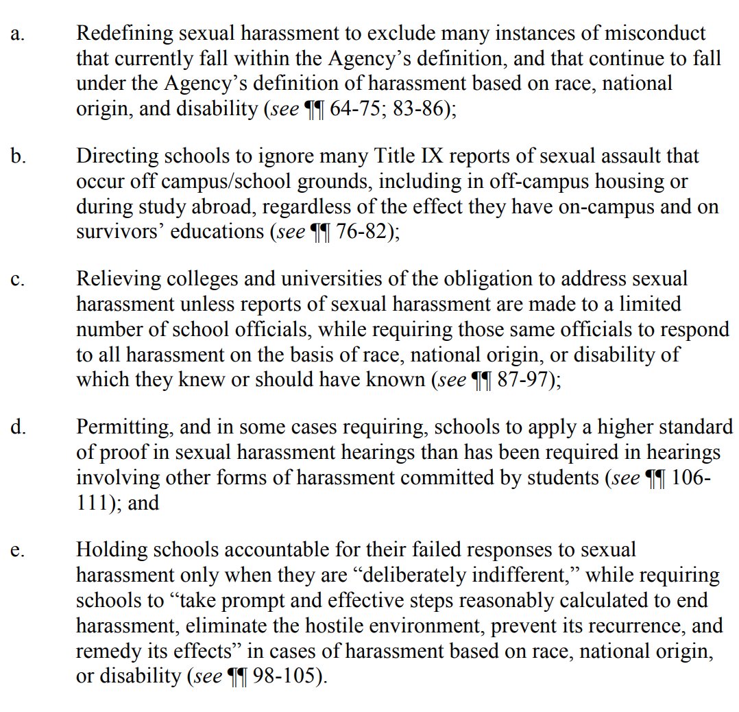 JakeHigherEdLaw's tweet photo. Components of the new #TitleIXReg that are being challenged as unlawful #TitleIX https://t.co/o7ZSYqD95u