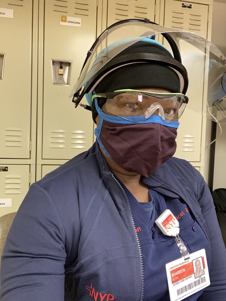 So I went walking at lunchtime and I asked this woman on the street where did she buy her mask. She actually made it and she ran upstairs and brought a few for me to pick out one. This is me Sporting my new mask.