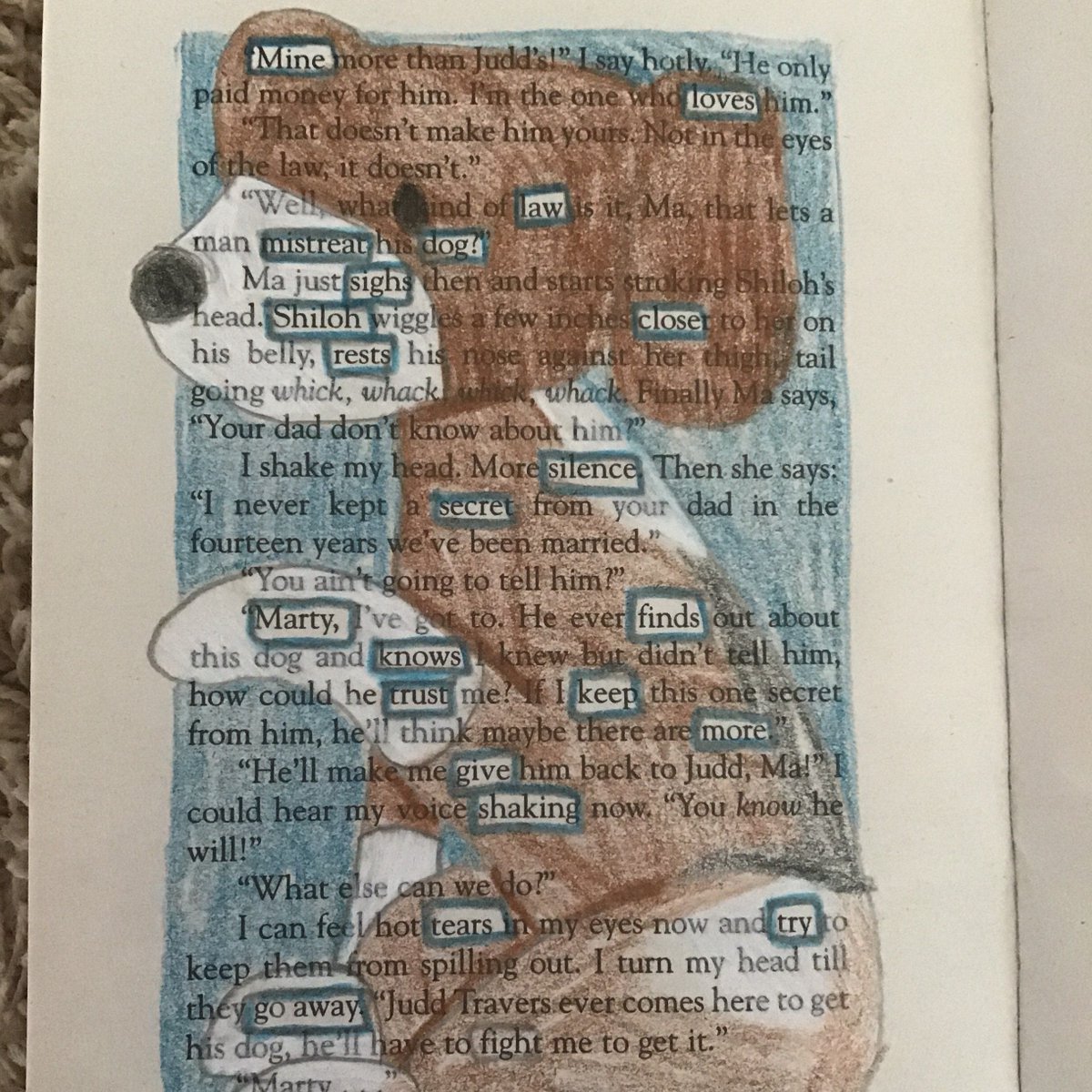 BriarwoodChrSch's tweet photo. Our 6th graders wrote black-out poems by covering up all the words except a few on a page to create a unique poem. Great job! #creativewriting #wearebriarwood #inspiringlearners #equippingleaders #remotelearningplan #coronavirusschoolclosure https://t.co/rQvH1OUTuE