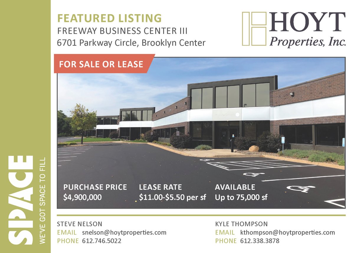 HoytProperties's tweet photo. COVID-safe office opportunity! Single story Office/Flex, BTS with private entrances, dedicated bathrooms, no common areas, direct parking! Lower lease rates, lower taxes, lower CAM than traditional office buildings. #flexspace #officeflex #commercialrealestate #twincitiescre https://t.co/xdCUIPzWh7