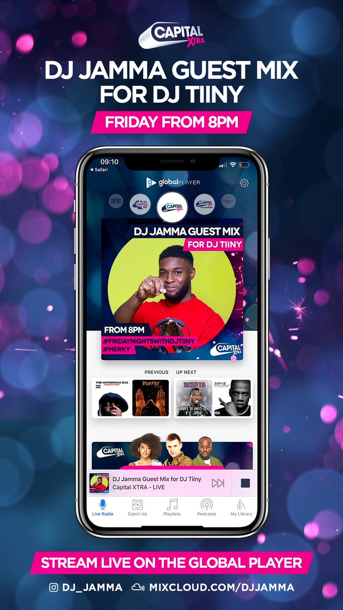 DJ_JAMMA's tweet image. Tomorrow at 8PM il be taking over @CapitalXTRA Radio Show with a SPECIAL GUEST-MIX💫. Lock In! Big Up @DJTiiNY 🤘🏾