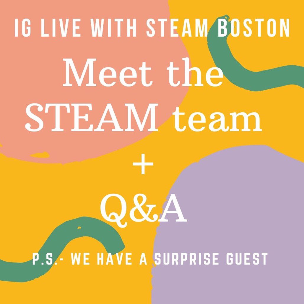 steamboston's tweet photo. Join us tomorrow 5/15 @ 5PM EST for our Q&A session. We’re so excited for you to meet our special guest!!😁😁 See you tomorrow!
#STEAMBoston #qasession #careeradvice https://t.co/e39sm8c2hY