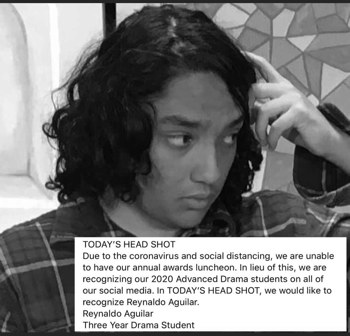 TUDramaClub's tweet photo. Todays Headshot https://t.co/J9iwfmMnsS