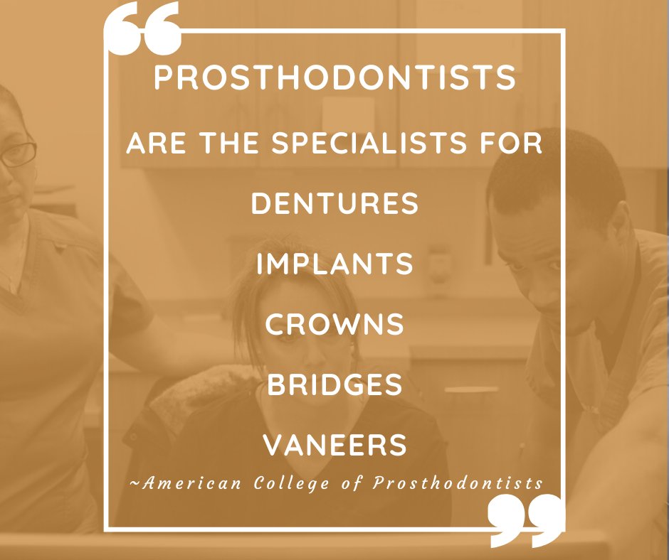 MadisonProstho's tweet photo. What is a #Prosthodontist? A Specialist for:
๐ #Dentures
๐ฆท #Implants
๐ #Crowns
๐ #Bridges
โฌ #Vaneers https://t.co/U7rvjCOkkY