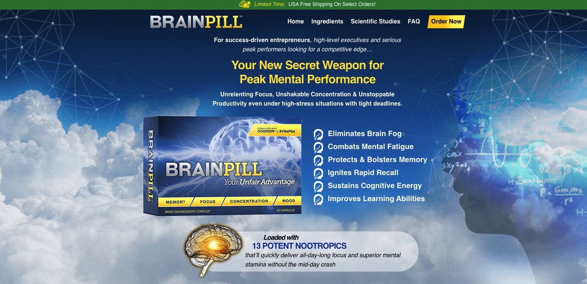SellHealth's tweet photo. Brain Pill is SellHealth's #nootropic supplement aimed at helping top performers - 40% commission with an excellent conversion rate!
#nootropics #affiliates #affiliatemarketing #brainpill #sellhealth https://t.co/TW2WBbUisO