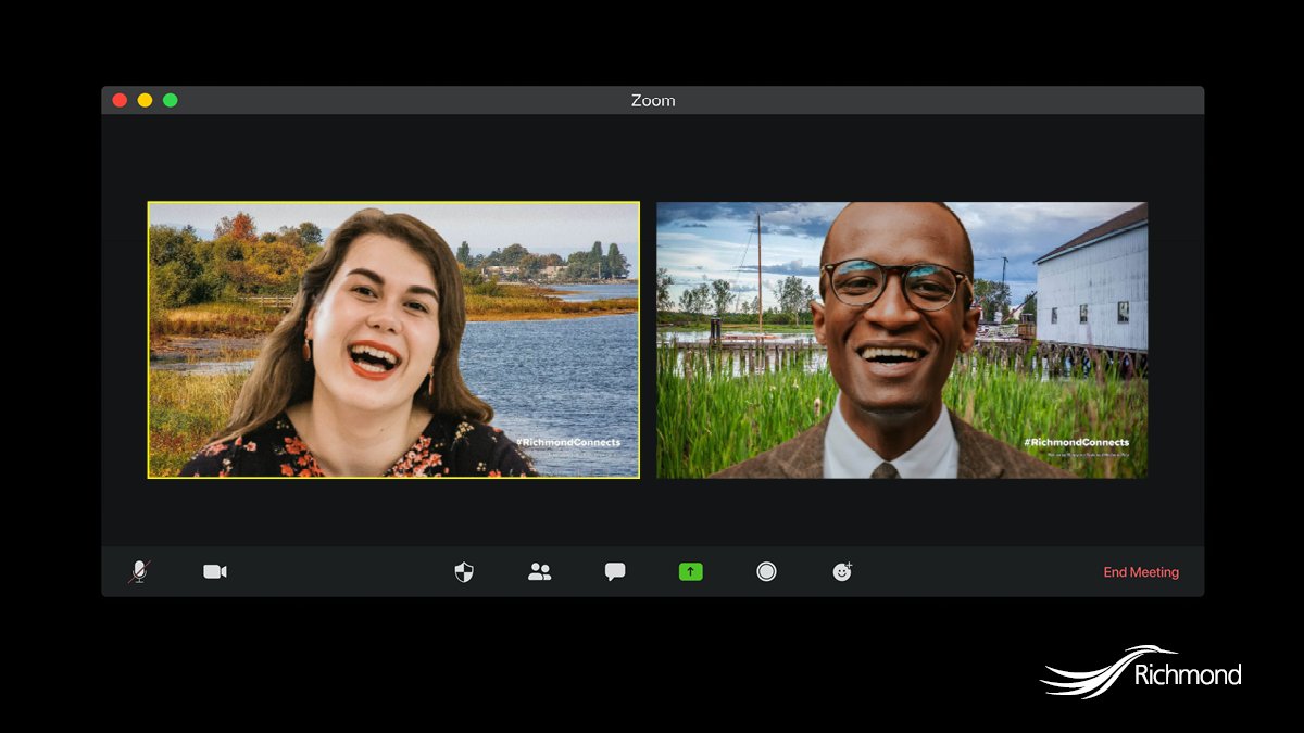 Want to refresh the backdrops for your video calls? 
Showcase #RichmondBC from your very own home with new downloadable #RichmondConnects backdrops for video call apps like WebEx &amp; Zoom. 

➡️ Download the backgrounds here: bit.ly/35CbzVD