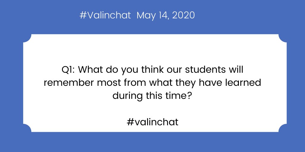 lorimcewen's tweet image. A1: I think they will remember the moments of compassion and the teachers who strove to keep them engaged with meaningful learning while letting the extraneous stuff go. #VaLINchat