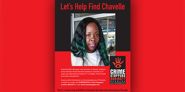 bernewsdotcom's tweet photo. Crime Stoppers #Bermuda is offering a reward of up to $3,000 for information regarding Chavelle Dillon-Burgess’ whereabouts | https://t.co/riHeBZ9m0u https://t.co/BuIyeeKyYD