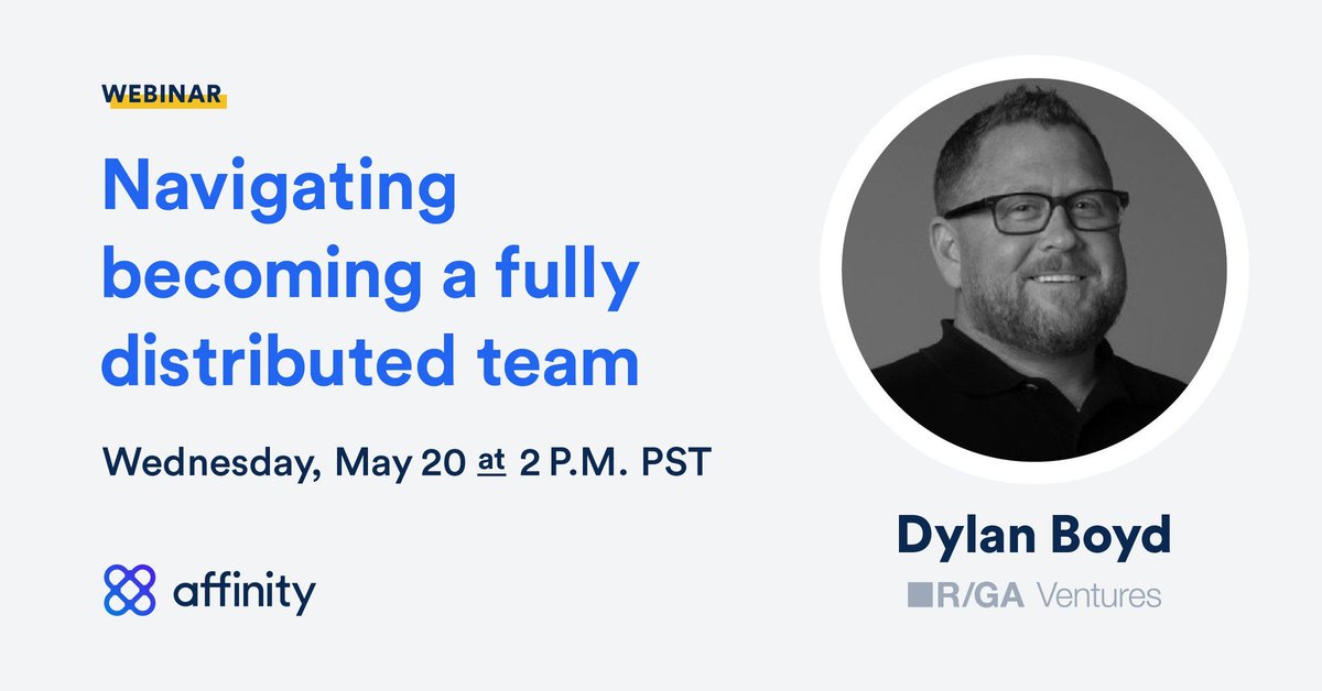 dtboyd's tweet photo. Please join me Wednesday, May 20th for a conversation with @Affinity on how to best navigate a fully distributed team. Something we have been doing for years which now sets us up for success in today's world.
https://t.co/5V0ToUrleb https://t.co/Xk8u8sumuR