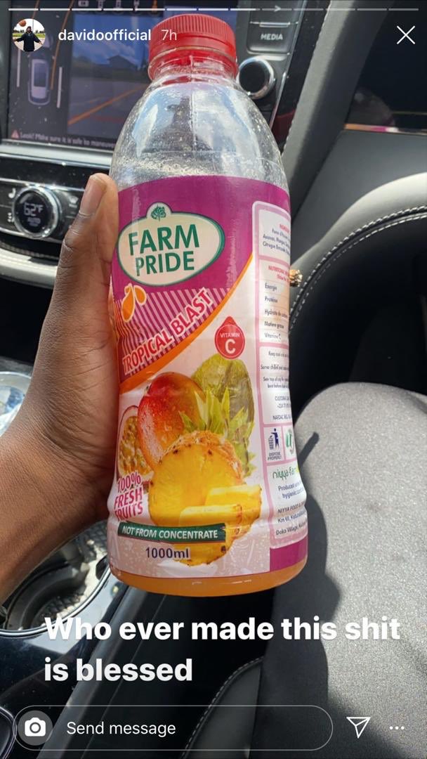 When superstar @davido endorses your drink @Farm_Pride !!!!!!
.
.
We rise by lifting others!!!!!
#30BG #DMW #FarmPride #Tropical #LockdownChronicles