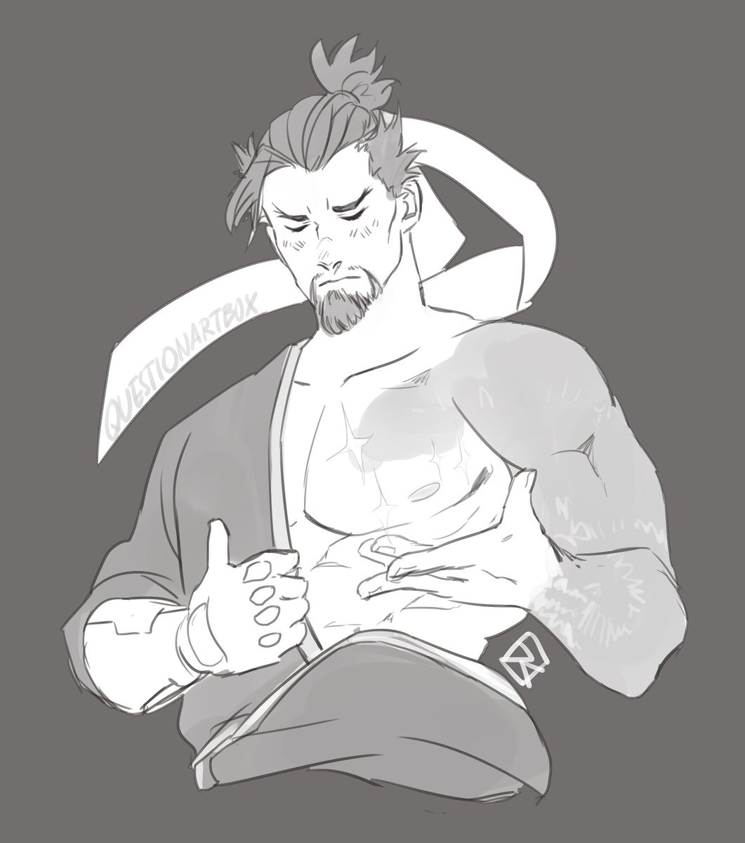 Did a really fast doodle for <a href="/KaiSukiKai/">KAI KIM 💖💫</a> of her second favourite tiddy: Hanzo 🏹