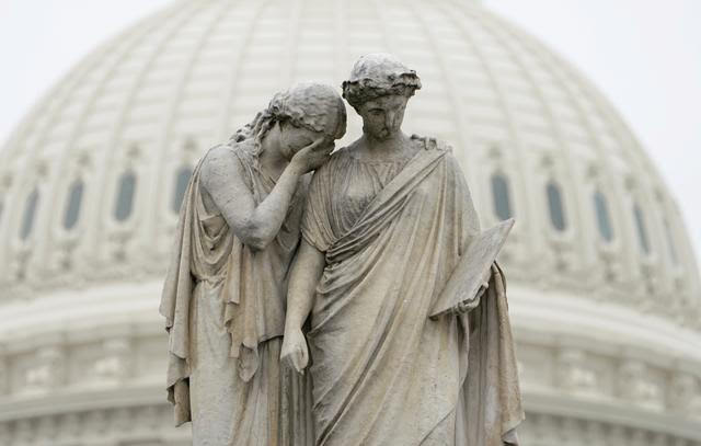 "Grief holds her covered face against the shoulder of History and weeps in mourning” 

At the Peace Monument in front of the U.S. Capitol in Washington, U.S.,
