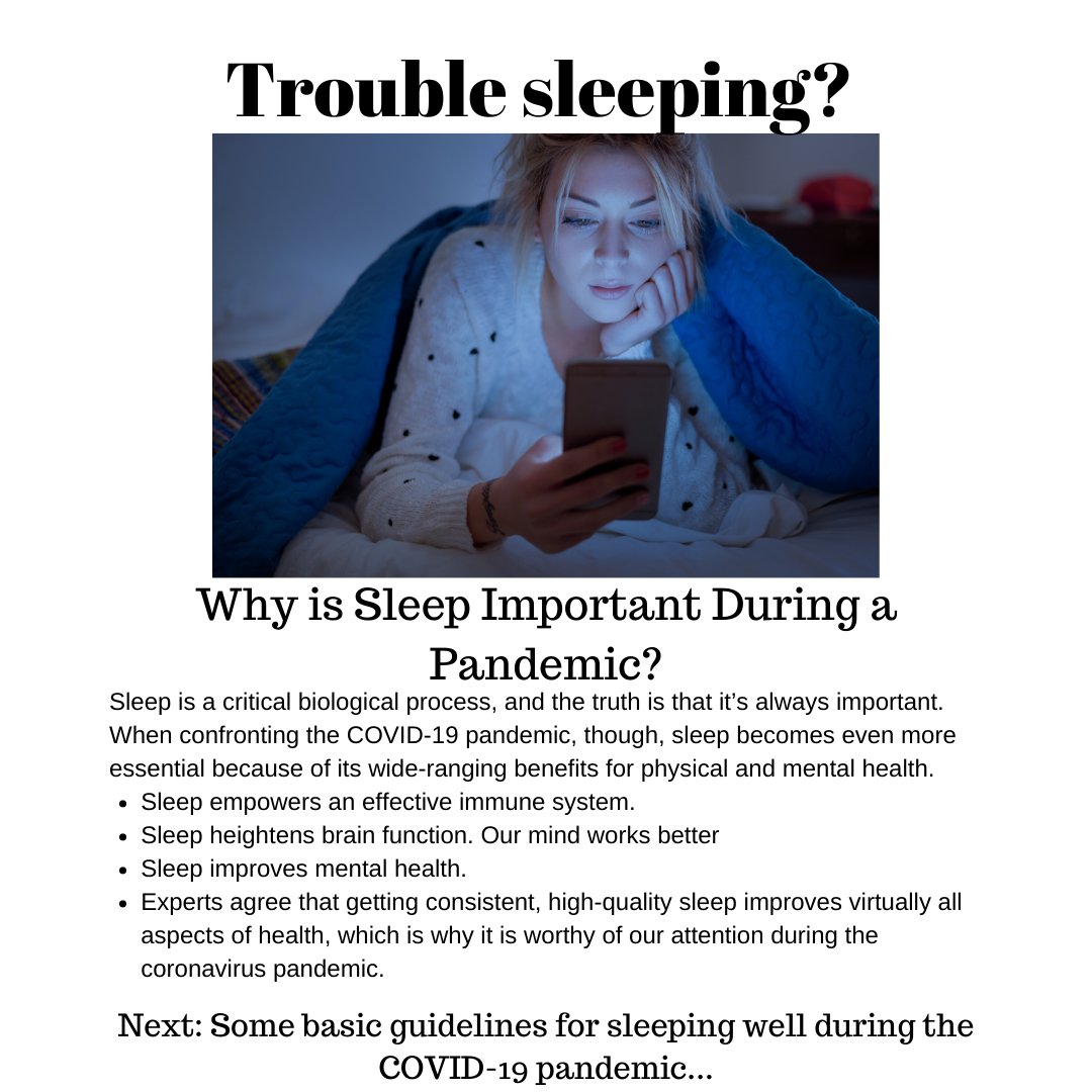 SdUrbanBeats's tweet photo. I have been having trouble with sleep throughout this pandemic, myself. We all know that staying healthy is important during this time. However, sometimes I think we forget that regular sleep is an important part of staying healthy (both mentally and physically): https://t.co/Je4jaiDR5a