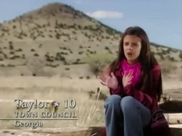 "If I could make this a better world, I'd bring world peace to Africa, with all the orphans. Especially to Iraq, that'd be the number one place that needs world peace."Taylor is our antagonist. Remember her.