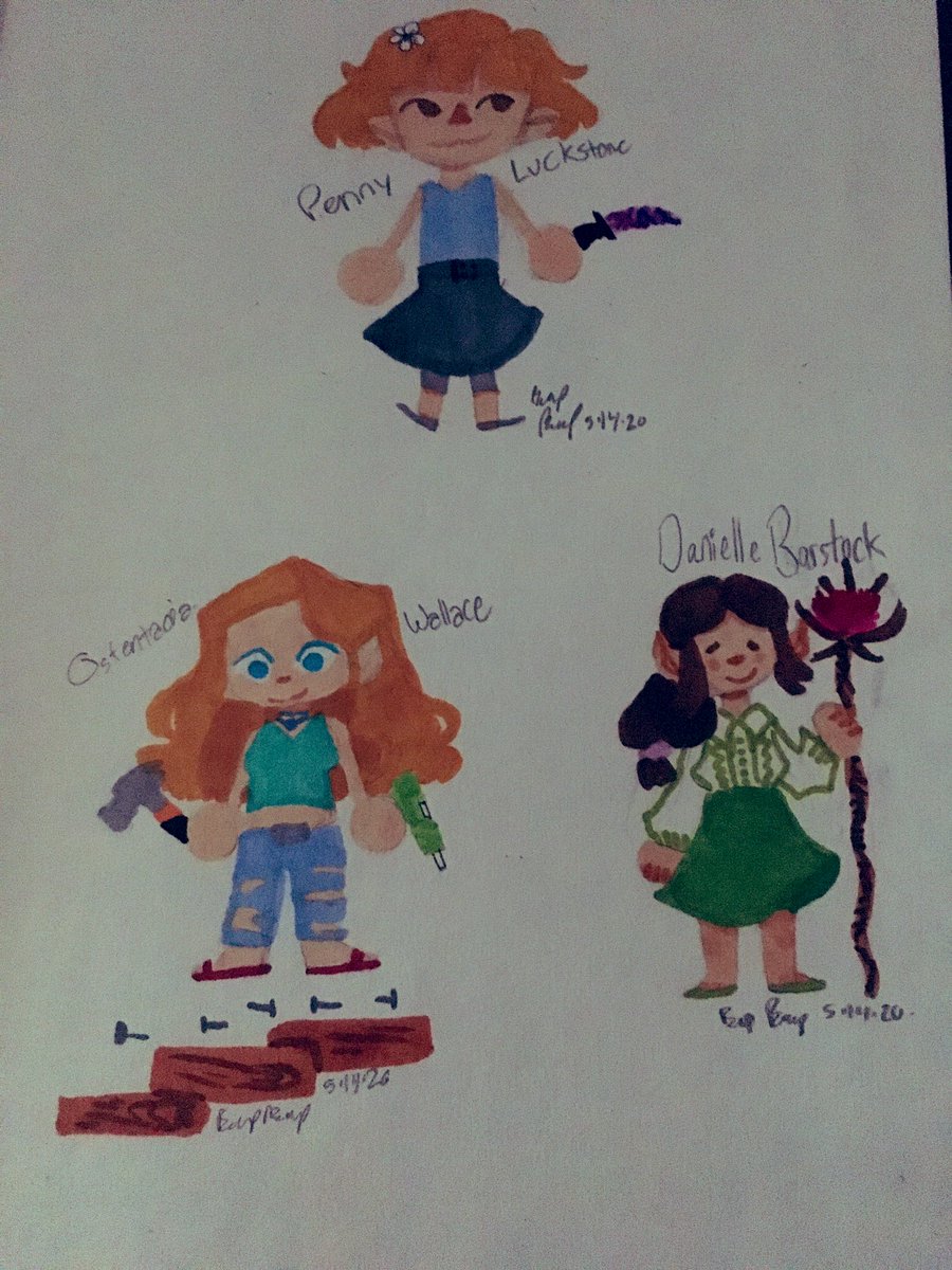 Itsbeepbeep's tweet photo. Days 3, 4, and 5 of #SevenMaidensWeek for me! I forgot to do the past couple of days due to Coc so I made them all up today! #fantasyhigh #dimension20 @D20Weeks @dimension20show https://t.co/yEanhLowVh