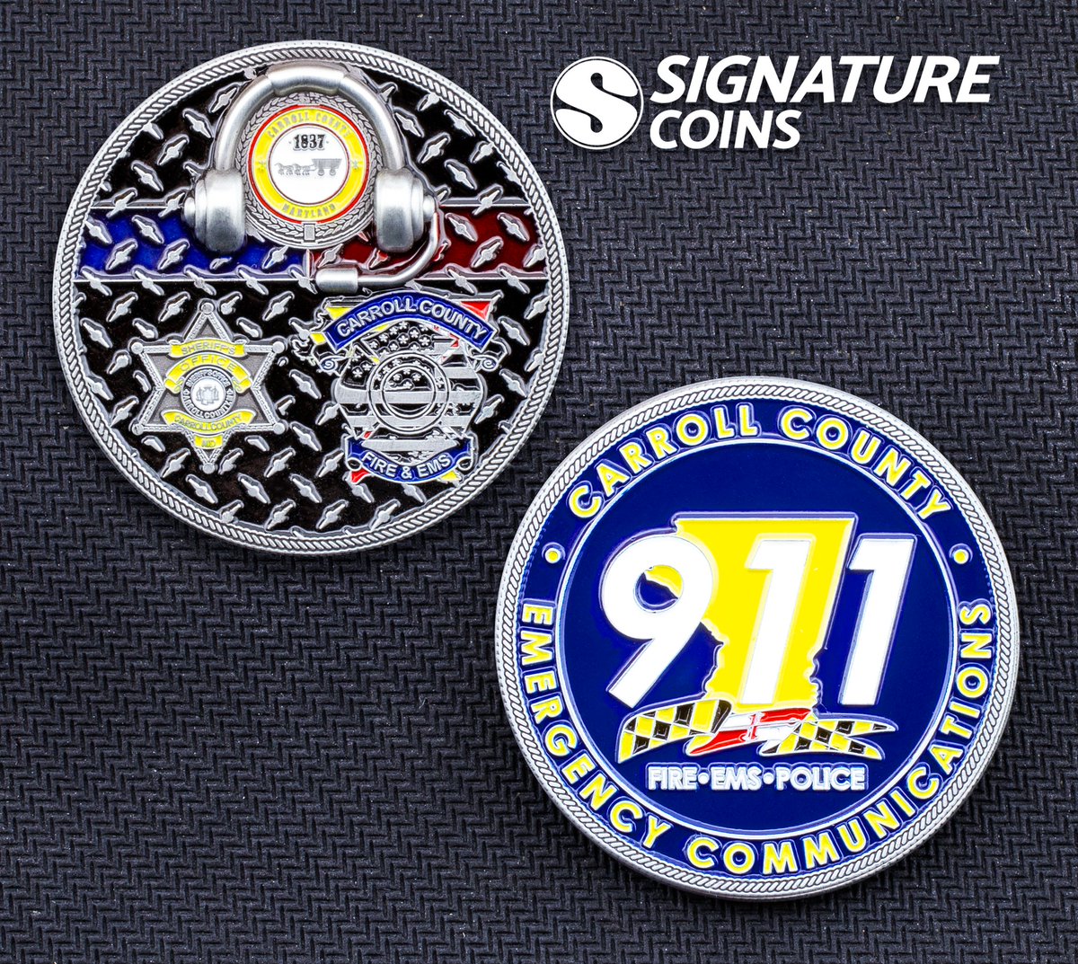 signature_coins's tweet photo. Carroll County Emergency Communications #ChallengeCoin
Plating: Antique Silver
Color: Translucent Enamel
Edge: Standard
Extras: 3D Headphones
#thankafirstresponder #firstresponders #emergencyresponse #choosesignature #EMScoins #coinmaker #covid19 #customcoins #customcoin https://t.co/royx4riEQk