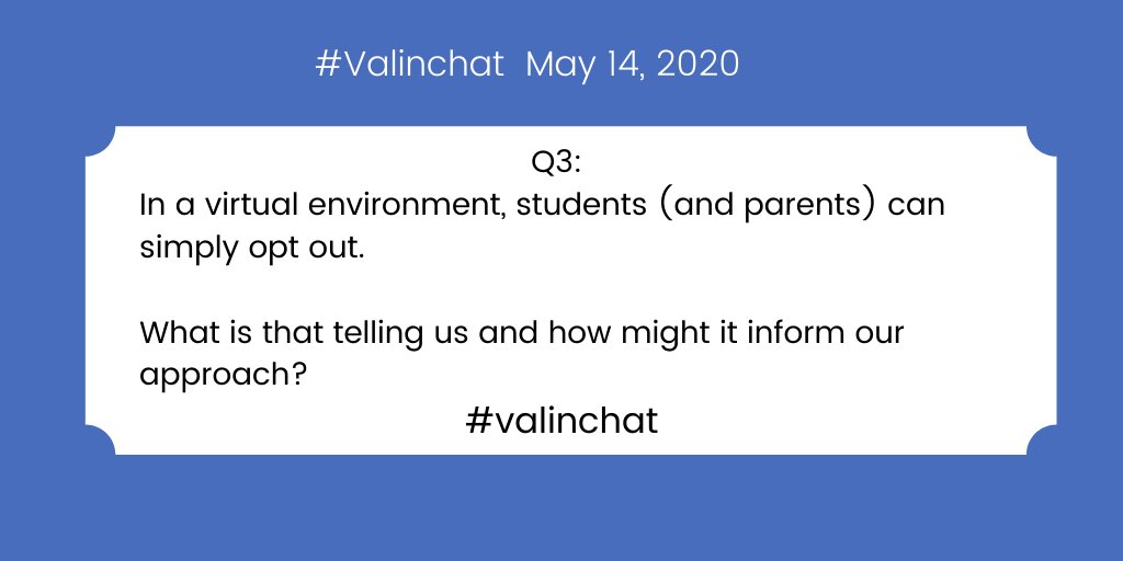 lorimcewen's tweet image. A3: @PeterMDeWitt provided some thoughts about a month ago. His 5th resonates--kids who felt invisible (or stupid, or unliked, or...) and hated school or rarely showed up have no real incentive to be there now. #VaLINchat #relationships