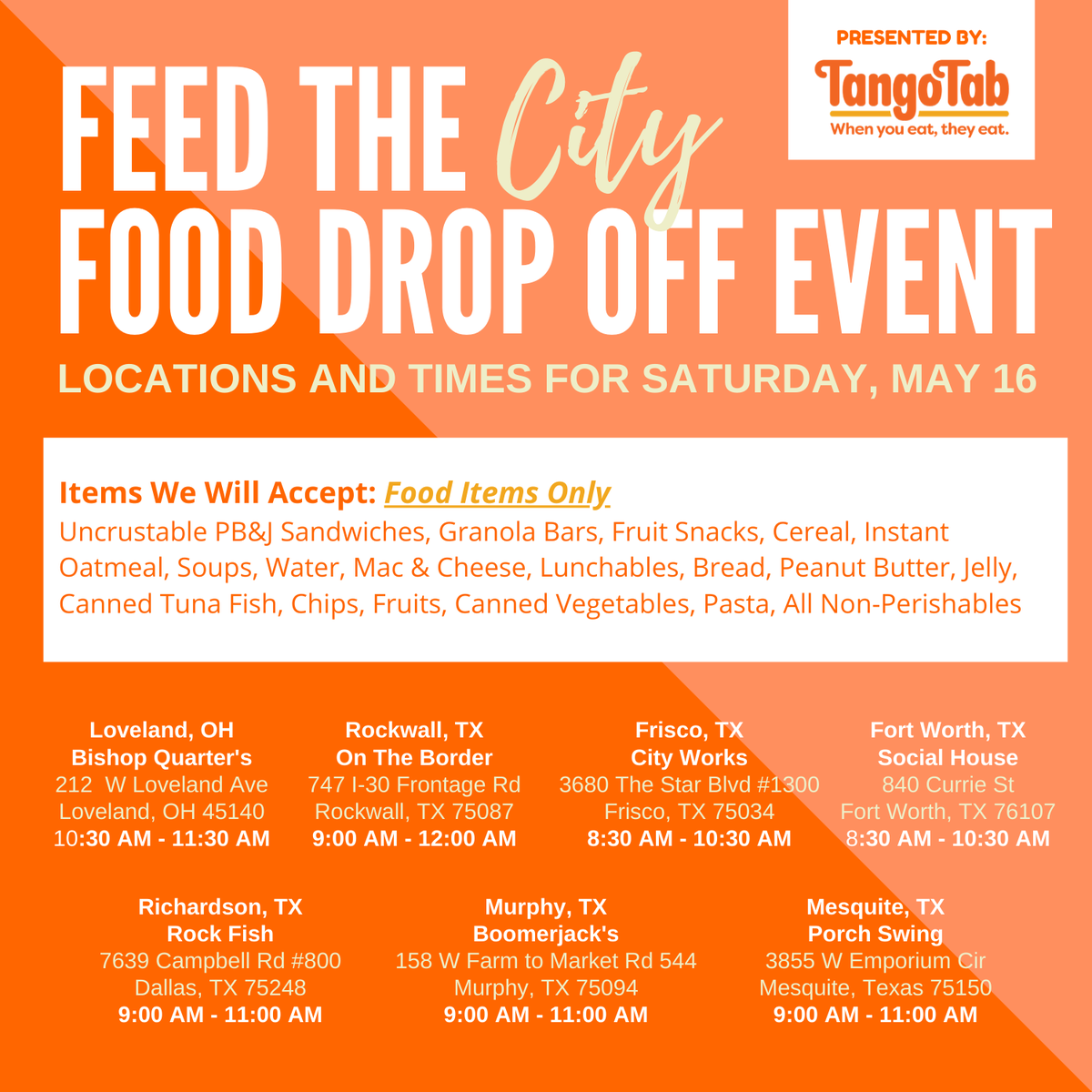 Seven events this Saturday where you can make a direct impact in your community! See you soon.