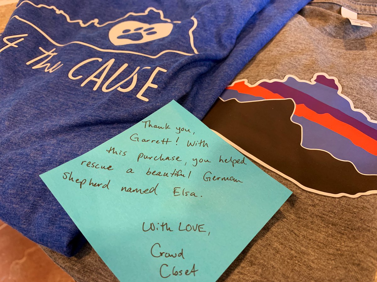 GarrettFOX35's tweet photo. Got in the mail today our Crowd Closet shirts to support @Paws4tC and found out that our purchase helped rescue a German Shepherd named Elsa 😭❤️😭❤️ https://t.co/lDKc54zrdw