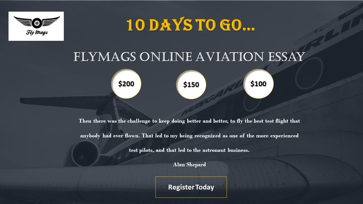 aviation_alphas's tweet photo. #flymagsessay its 10 days to start up the 2nd edition of Our Online Aviation Essay competition. 
Get ready........
https://t.co/366J8Pq8SS

#aviation #AvGeek #flymags #flyemiratesflybetter 
#FlyEaglesFly #FlyOverChina  #planespotting 
@JonRHowell
 
@FAPA https://t.co/5LPSHfkh4C