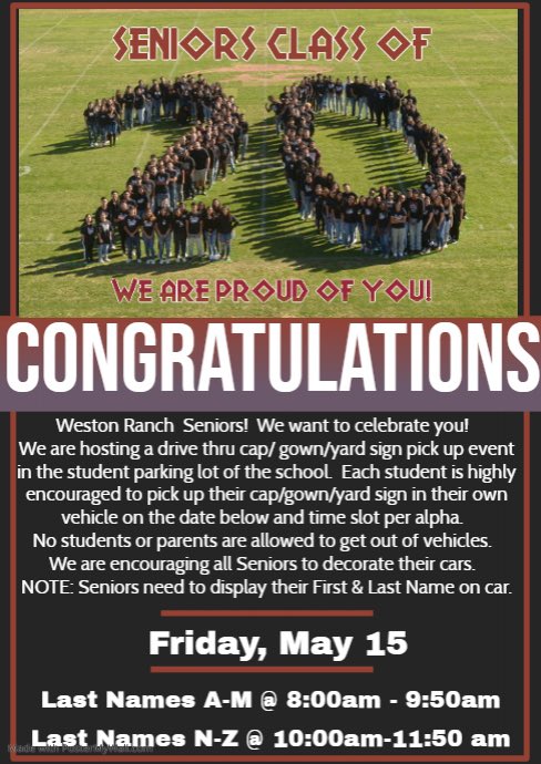 All seniors!! Please be sure to display your first and last name on car. Somewhere on your window or even on a paper on the dash! 🐾