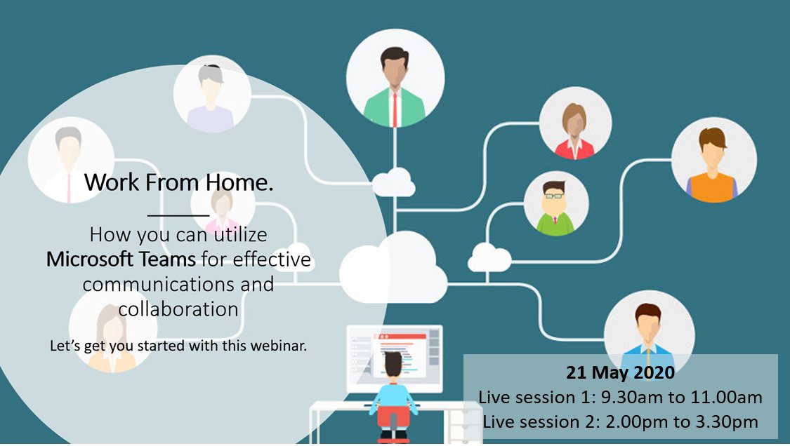 ITTrainingSG's tweet photo. You are invited to attend a complimentary webinar to learn how #MSTeams can help you transition into a #WorkFromHome scenario. Get to know more about Teams Apps and the advance use of it.
Register here (4 pax per organisation):
https://t.co/oVSU1Y3blU https://t.co/0FvqNcAiks