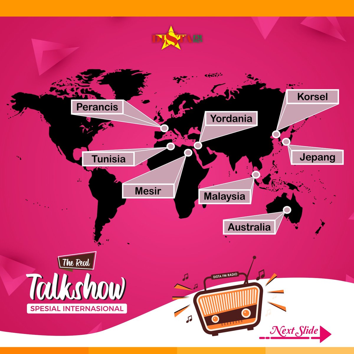 DistafmRadio's tweet photo. ada The new program lagi nih " The Real Talkshow Spesial Internasiaonal"
Yang spesialnya lagi pembina Dista fm bakalan ikut jadi hostnya loh😍
Stay health n happy fasting😍
💕
#therealtalkshow
#therealtalkshowinternasional
#distafm
#sobatdista
#kemeinangan https://t.co/WnYnCZecAL
