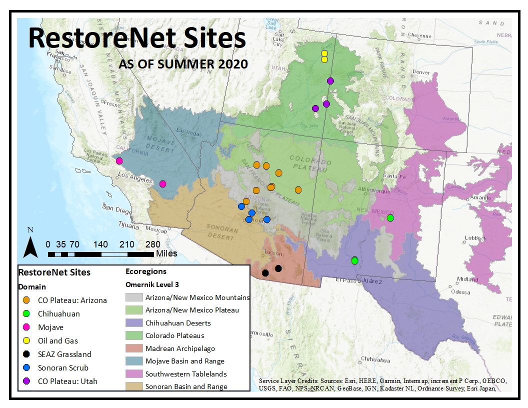 USGSAZ's tweet photo. The #RAMPSRestoreNet experimental network is growing! We are providing guidance to land managers across 8 ecoregions. #USGS_SBSC #USGSEcosystems Learn more: https://t.co/61bubmkBbj https://t.co/MIlNNm2fHQ