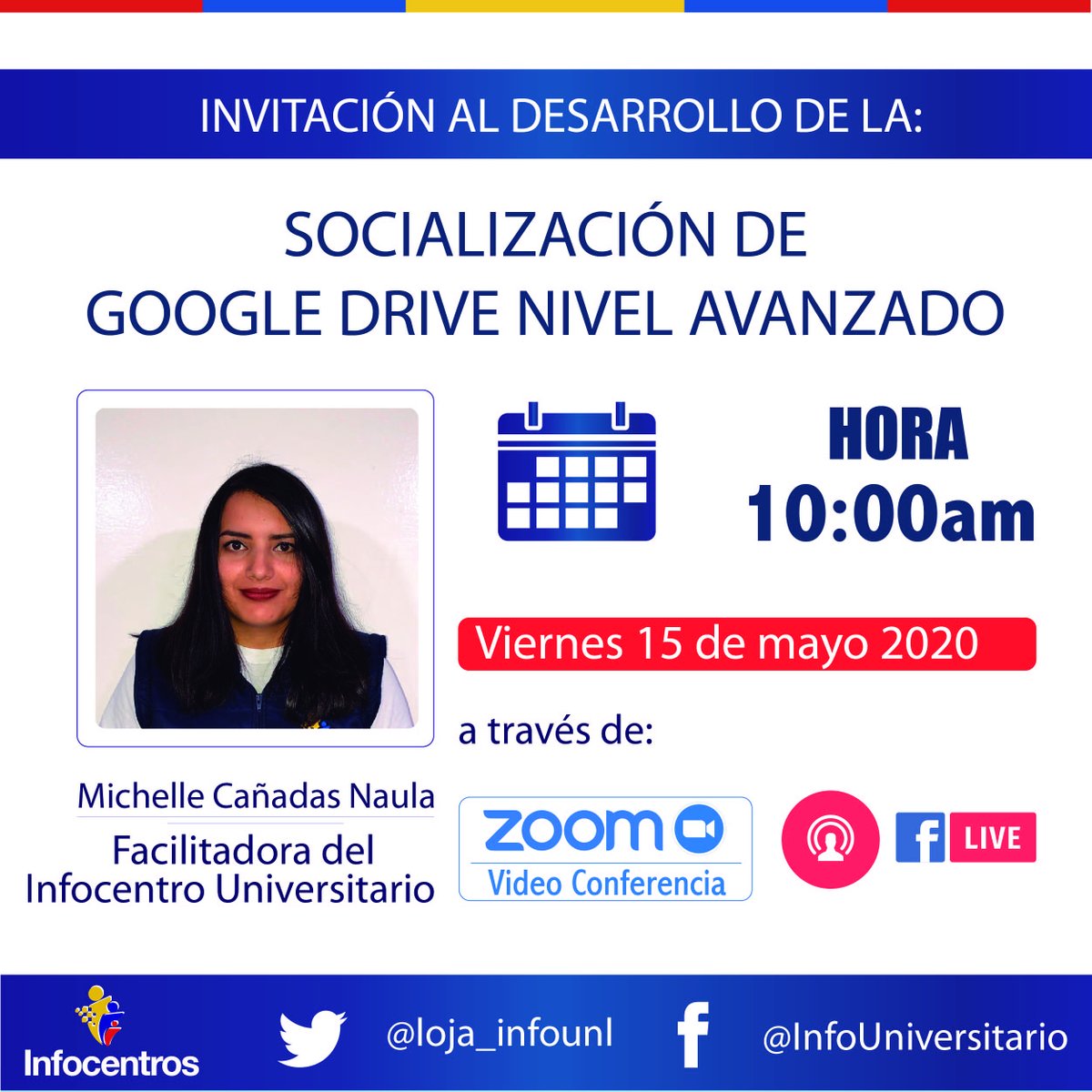 Niko_Macas's tweet photo. Cordialmente invitados a participar de la socialización en #GoogleDrive sobre #HojasDeCalculoExcel nivel #Avanzado, quien nos estará acompañando #MichelleCañadas desde el @loja_infounl, #Loja #Educación. https://t.co/KL4Te6qsUs