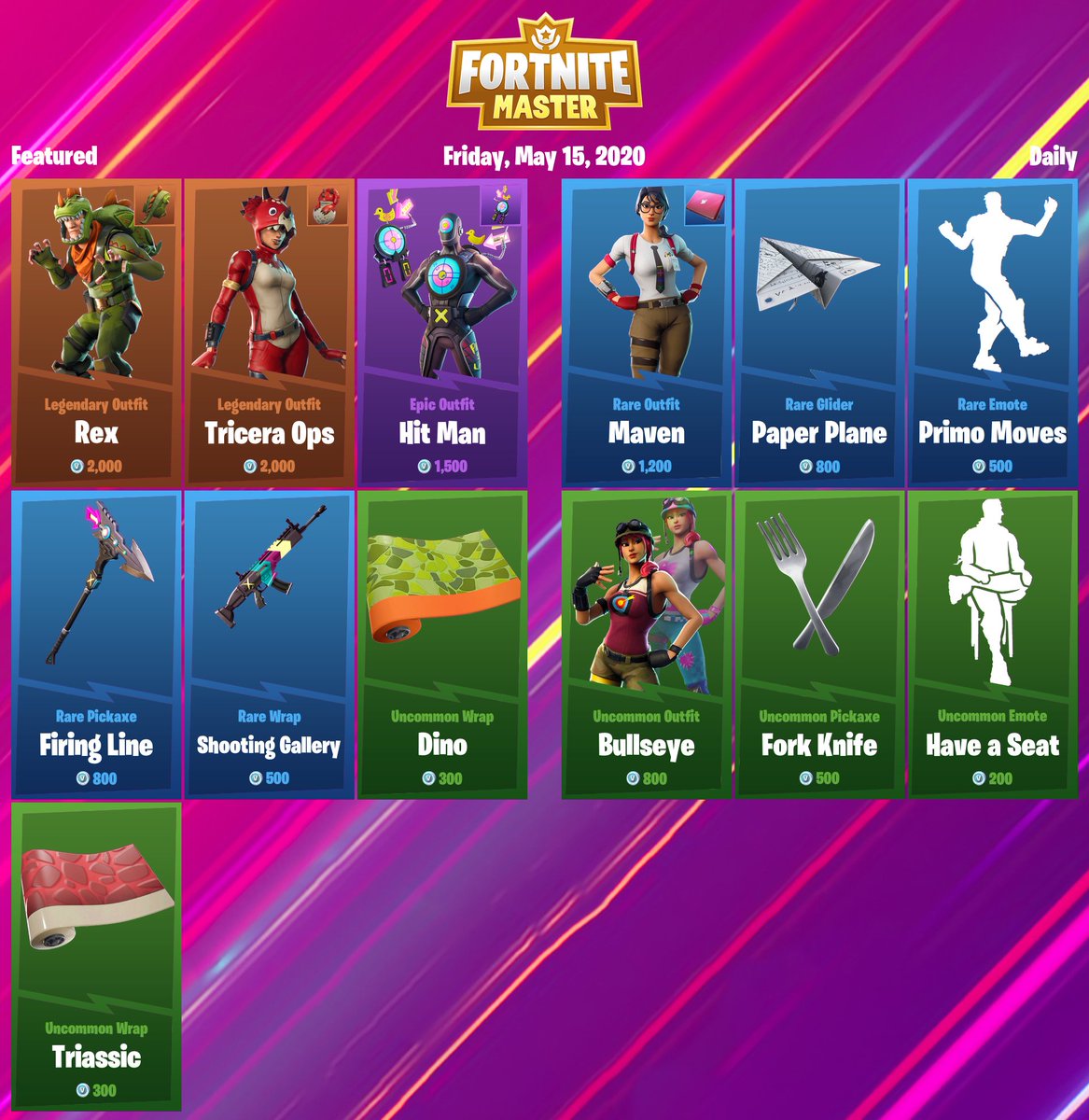 #Fortnite Item Shop for Friday, May 15, 2020

Support-a-Creator Code: FNMasterCom