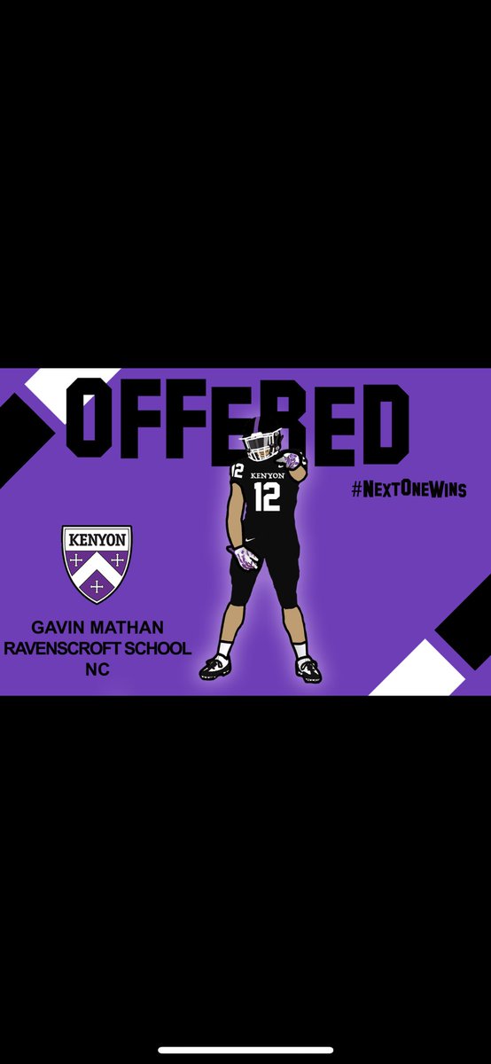 GavinMathan's tweet photo. Really excited and thankful to have received an offer from Kenyon College!!! Thanks @CoachRosenbury  @KenyonFootball  @croftfootball https://t.co/RehvuliJ9z