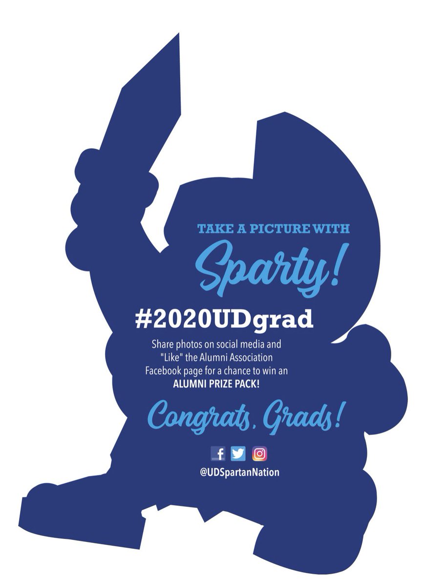 UDSpartanNation's tweet photo. Class of 2020, have you found Sparty in your grad box yet?

Well take a picture with him and post it using the hashtag #2020UDGrad for a chance to win an Alumni Prize Pack! https://t.co/Ng0Z0sqT6c
