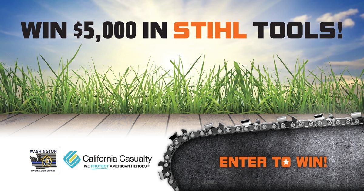 WASTATEFOP's tweet photo. @CalCasInsurance wants you to enter to win a $5,000 @STIHLUSA Tool Package. WAFOP Members Auto and Home Insurance Program. 
 https://t.co/tz8iCvAJHT
 #CalCasWorkHardPlayHard
#lawenforcement
#wafop https://t.co/4tCx4DMSsV