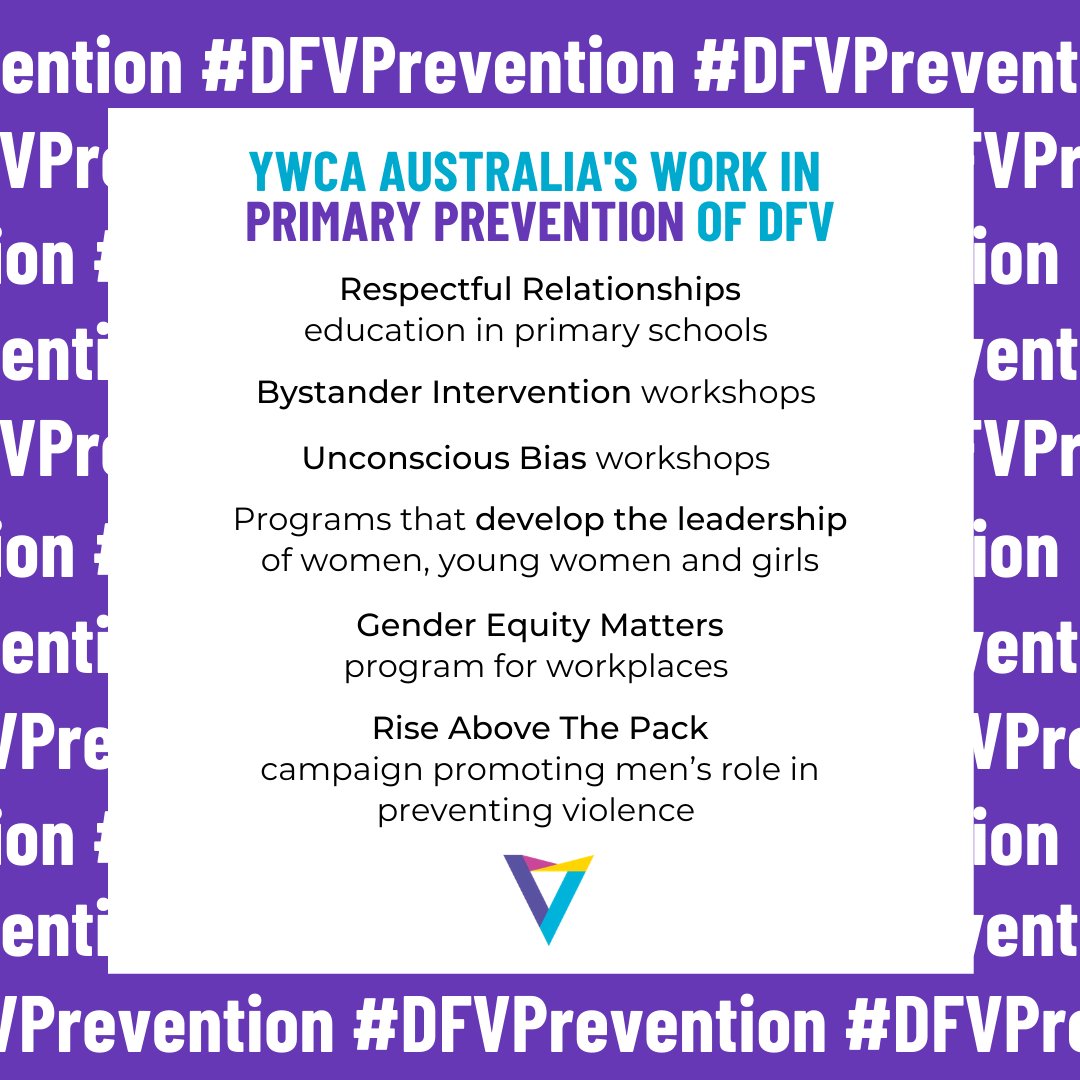 YWCAAus's tweet photo. This month is Domestic and Family Violence Prevention Month. #DFVPrevention Here are some of the ways YWCA Australia works towards preventing gender-based violence through our programs and services: 

•Respectful Relationships education programs in primary schools https://t.co/Xq49KXJYWN