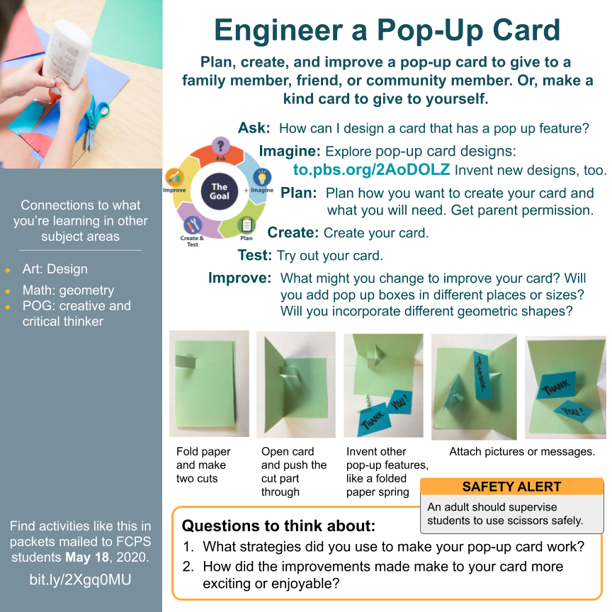 FCPSSTEAM's tweet photo. Is there someone you’d like to send a message or say thank you? Engineer a pop-up card or a cipher thank you! More #fcpsPOG in packets mailed home https://t.co/A4CDC8zppS @prc_fcps @FcpsSocial https://t.co/pDHurvGg2B