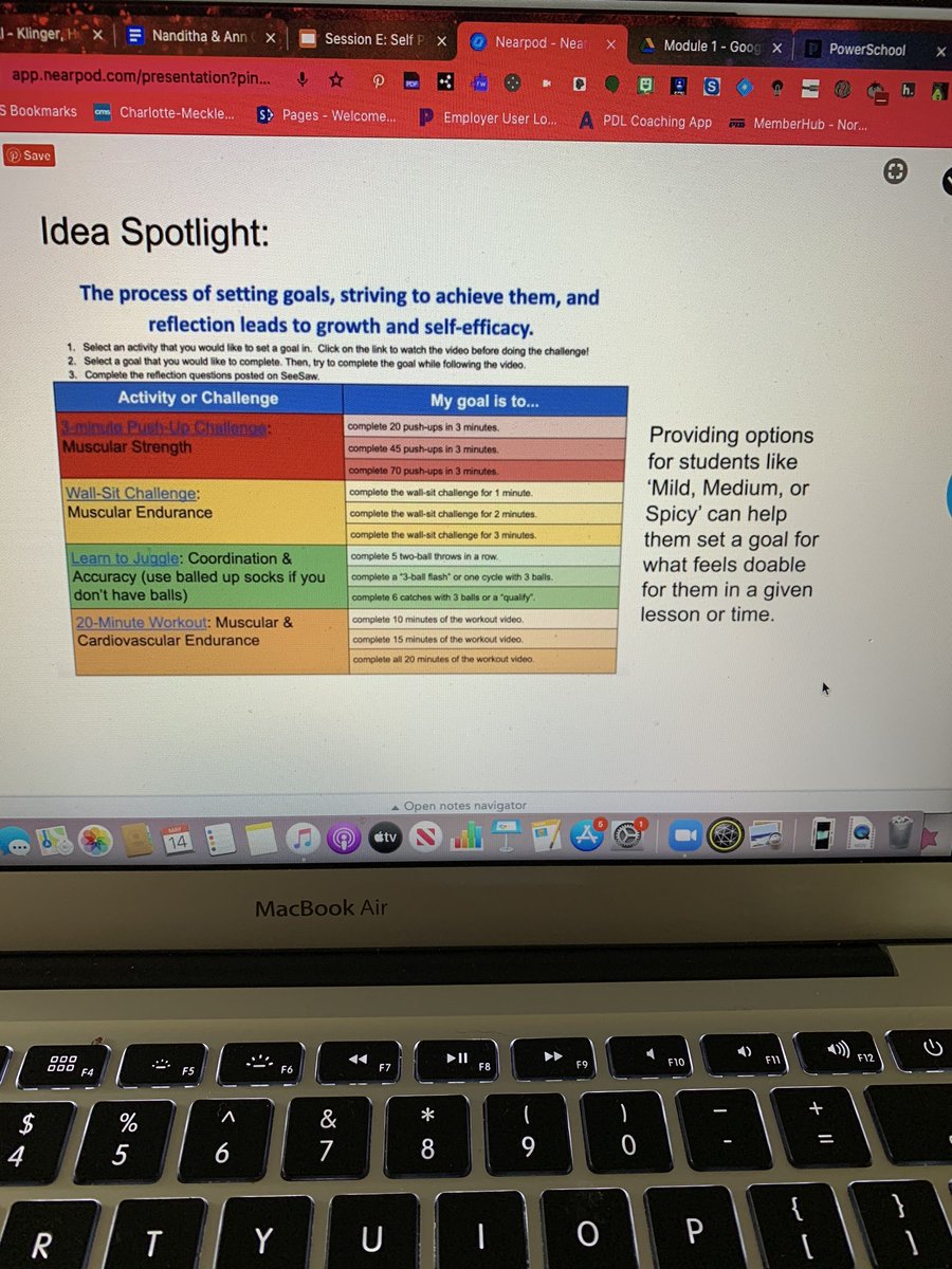 heathklinger's tweet photo. A6: Saw this cool idea today from a @BetterLesson PD. Mild, medium, and spicy options! Having students set goals and self-assess where they are.  #cmspdl https://t.co/s6JJa2liW0