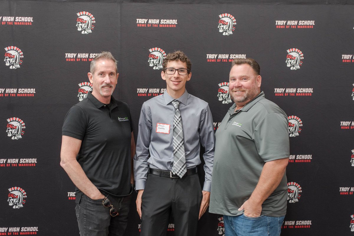 TraumOne's tweet photo. In honor of #ThrowbackThursday, we wanted to share this photo of Don and Kurt with Mason Varela at the Troy Tech Senior Internship mentor breakfast back in October. Thank you for all that you did, Mason! #CompassionFirst https://t.co/DSRmJR9JzA