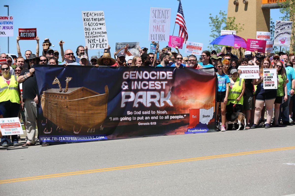 TSFreethinker's tweet photo. If you think we aren’t protesting @ArkEncounter this year you don’t know us at all. Stay tuned for details on our virtual #ArkProtest for July! https://t.co/wTMU55vje8