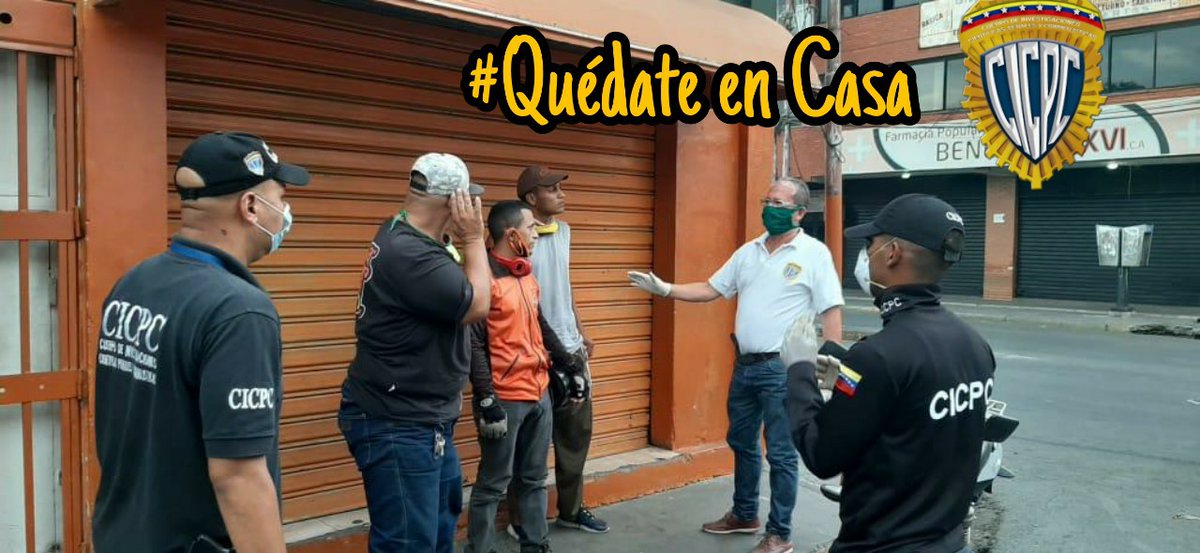 BloqueAragua1's tweet photo. #Quédateencasa #CICPC operativo conjunto con funcionarios de la División Central de Reseña Municipal Aragua a fin de concientizar a la comunidad a cumplir con las normas establecidas para el COVID-19 https://t.co/Qg9Qajk4TM