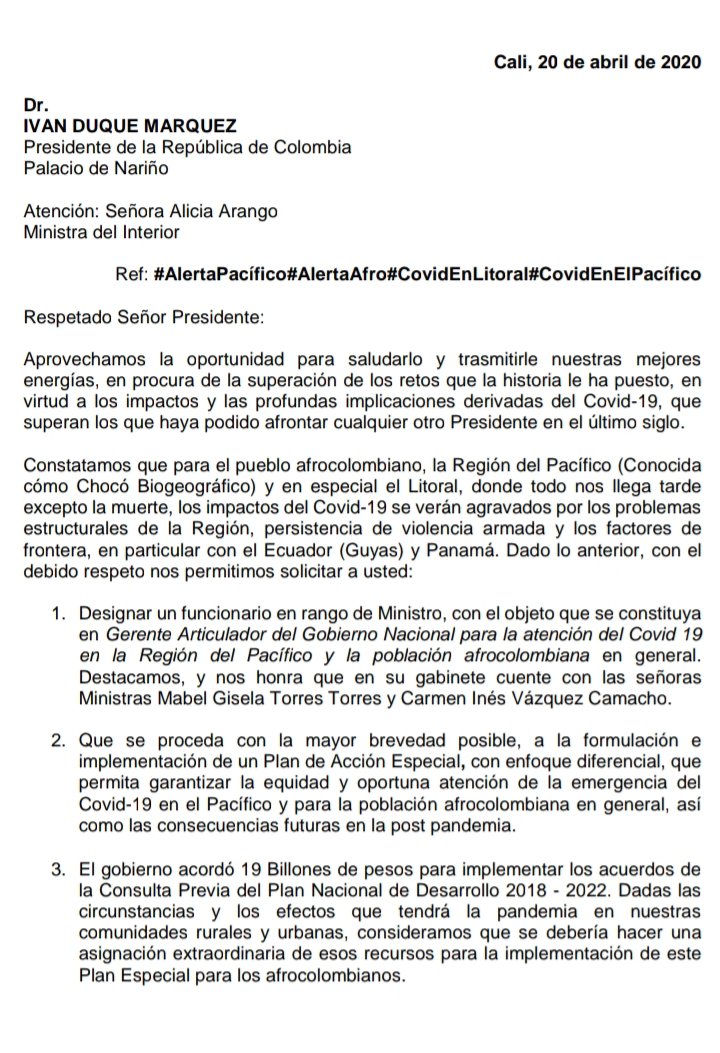 AmigosUnesco's tweet photo. El 20 de abril un grupo de líderes afrocolombianos nos reunimos para solicitar al gobierno la creación de una Gerencia para el Pacífico, que atienda la emergencia #Covid19. Gracias Presidente @IvanDuque @MinSaludCol @Bancada_Afro por atender el llamado. https://t.co/alGBNaEtzb