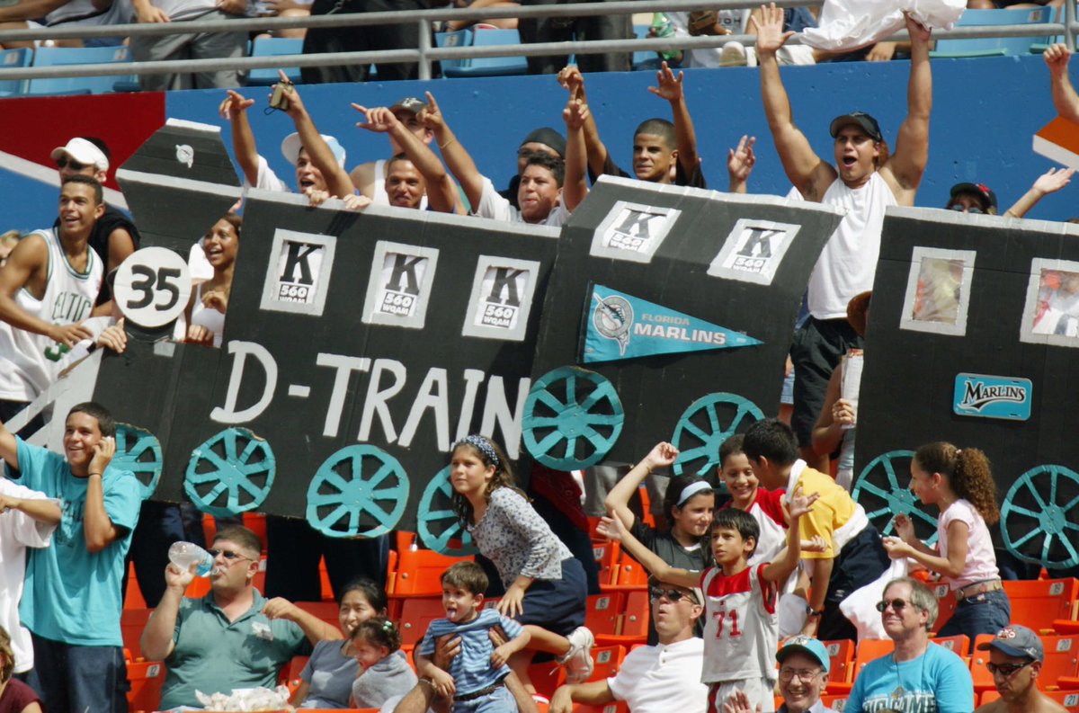 RMarcelloJr's tweet photo. Going through old photos and found this gem. Still unbelievable that my brothers and I along with friends made this cut out train and would go nuts every time @DTrainMLB recorded a strikeout. #LoveTheStrikeout #BaseballMemories https://t.co/p1E6GS0PVy