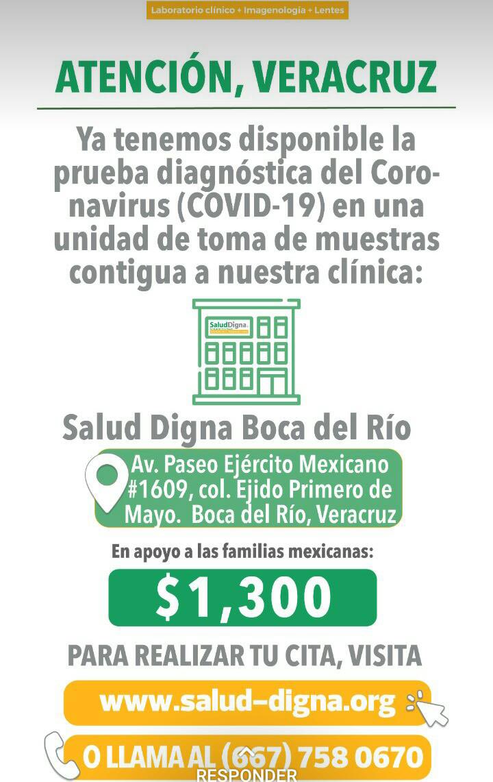 CPMVeracruz's tweet photo. #Veracruz #BocaDelRío ➡️ Prueba diagnostica para detección de #COVIDー19
Mayores informes en:
https://t.co/tgw1adMyMu
#CPM #CPM_VER https://t.co/lS5RdI6Sjq