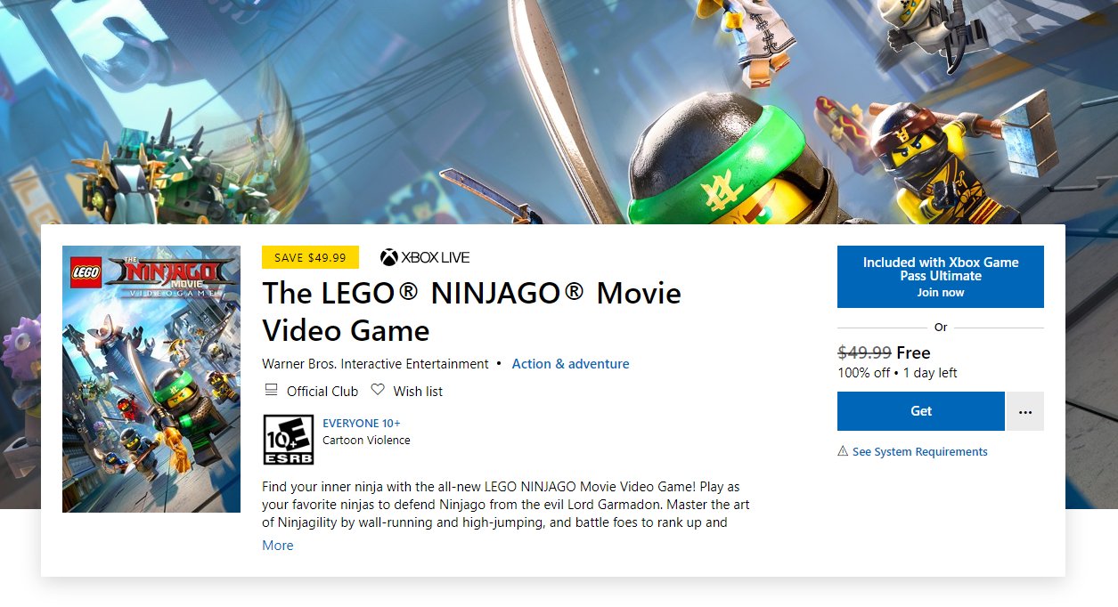 Wario64 on X The LEGO NINJAGO Movie Video Game is free on XBL https t AbuATNq5i7 https t wTqJCefngG X