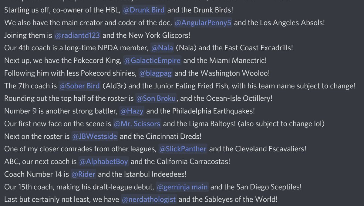 Official_HBL's tweet photo. Here are your Season 1, Heavenly Battle League Coaches! Let us know who your favourite to win the championship is! Drafting is currently live in the discord. https://t.co/FR7143v0ea
