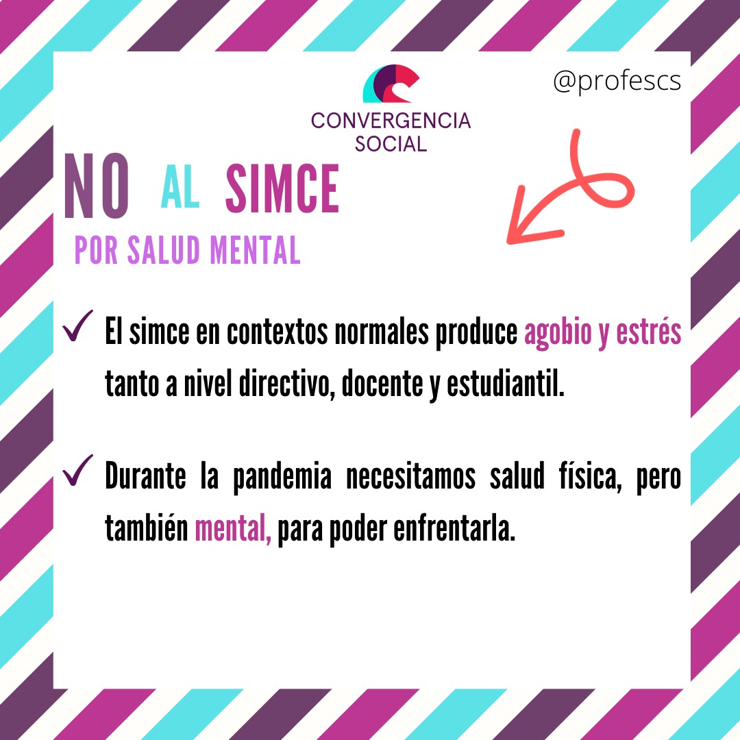 ProfesCs's tweet photo. 🚨No al SIMCE🚨
Como profesoras y profesores de Convergencia Social, no nos podemos quedar ajenos a la decisión del Gobierno de seguir adelante con la aplicación de esta evaluación.
#NoAlSIMCE #DecideInvolucrarte #súmatealaconvergenciasocial 
#Covid19 
#quedateencasa https://t.co/YKrkEH3f7s