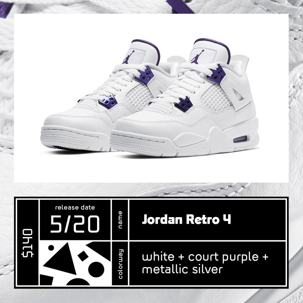 jordan retro 4 metallic purple footlocker