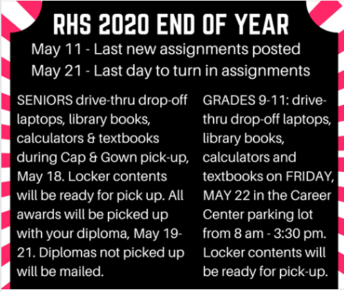 RHSRegister's tweet photo. Important end-of-school information. #LearnatRHS #WeRrhs #RHSRedDevils https://t.co/cwH0He15uj