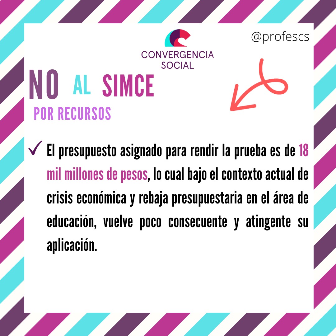 ProfesCs's tweet photo. 🚨No al SIMCE🚨
Como profesoras y profesores de Convergencia Social, no nos podemos quedar ajenos a la decisión del Gobierno de seguir adelante con la aplicación de esta evaluación.
#NoAlSIMCE #DecideInvolucrarte #súmatealaconvergenciasocial 
#Covid19 
#quedateencasa https://t.co/YKrkEH3f7s